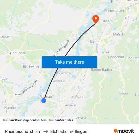 Rheinbischofsheim to Elchesheim-Illingen map