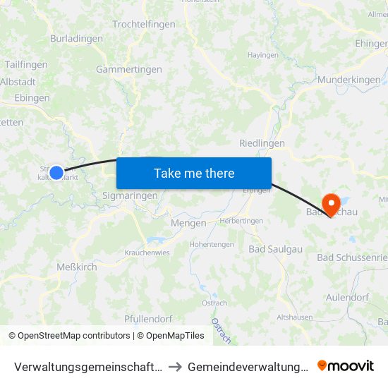 Verwaltungsgemeinschaft Stetten am Kalten Markt to Gemeindeverwaltungsverband Bad Buchau map