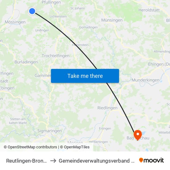 Reutlingen-Bronnweiler to Gemeindeverwaltungsverband Bad Buchau map