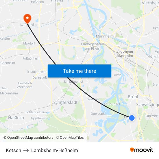 Ketsch to Lambsheim-Heßheim map