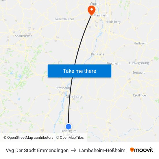 Vvg Der Stadt Emmendingen to Lambsheim-Heßheim map