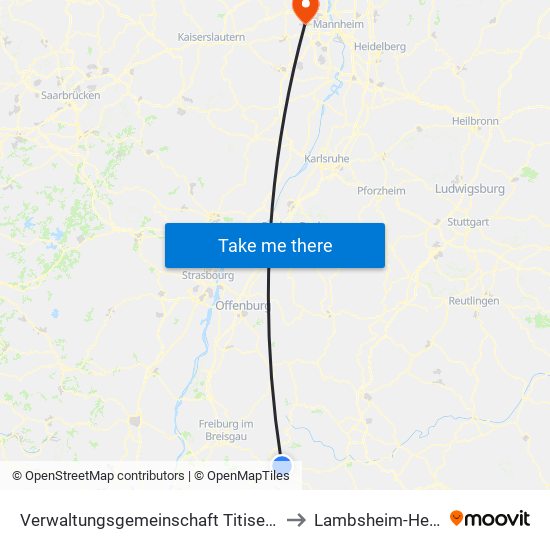 Verwaltungsgemeinschaft Titisee-Neustadt to Lambsheim-Heßheim map