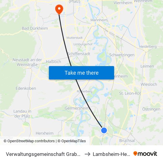 Verwaltungsgemeinschaft Graben-Neudorf to Lambsheim-Heßheim map