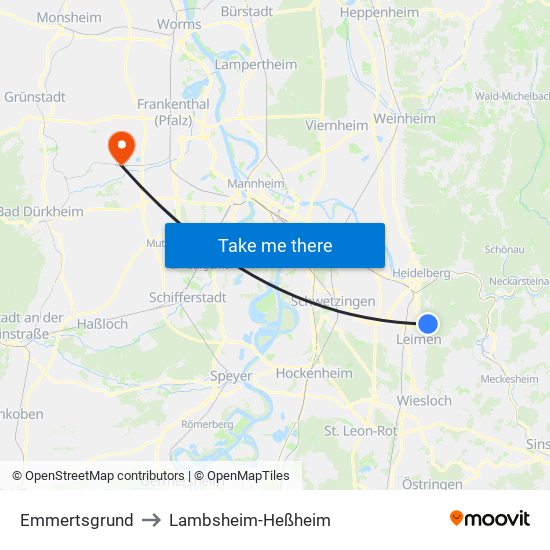 Emmertsgrund to Lambsheim-Heßheim map
