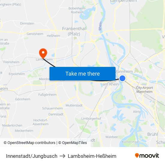 Innenstadt/Jungbusch to Lambsheim-Heßheim map