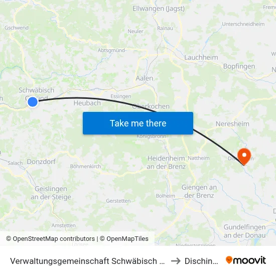 Verwaltungsgemeinschaft Schwäbisch Gmünd to Dischingen map