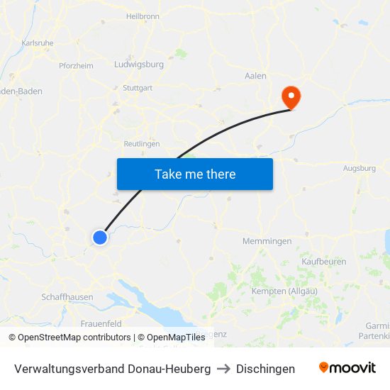 Verwaltungsverband Donau-Heuberg to Dischingen map