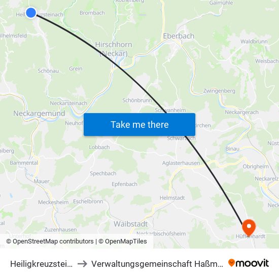 Heiligkreuzsteinach to Verwaltungsgemeinschaft Haßmersheim map