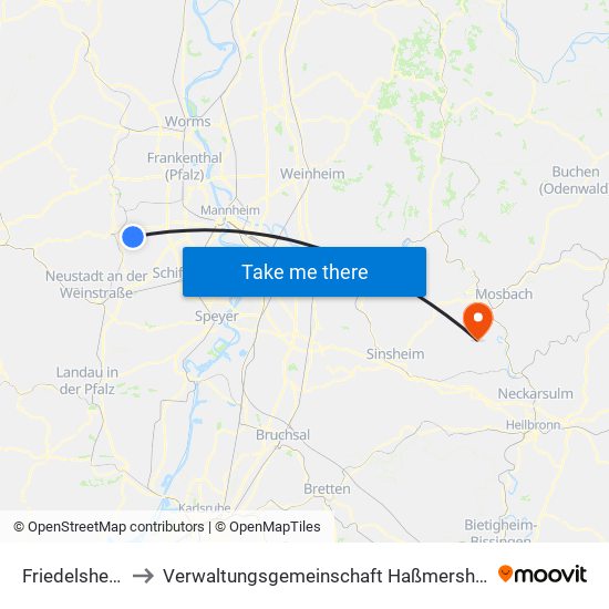 Friedelsheim to Verwaltungsgemeinschaft Haßmersheim map