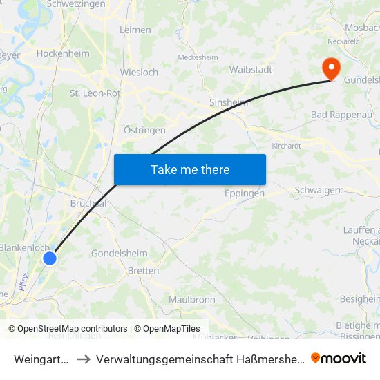 Weingarten to Verwaltungsgemeinschaft Haßmersheim map