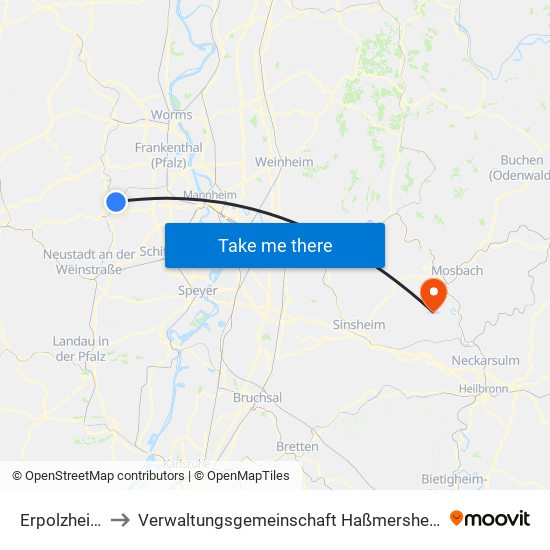 Erpolzheim to Verwaltungsgemeinschaft Haßmersheim map