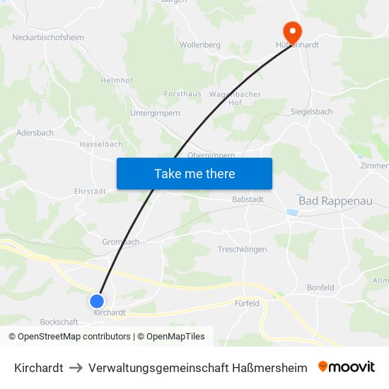 Kirchardt to Verwaltungsgemeinschaft Haßmersheim map