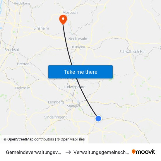 Gemeindeverwaltungsverband Plochingen to Verwaltungsgemeinschaft Haßmersheim map