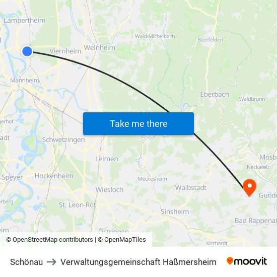 Schönau to Verwaltungsgemeinschaft Haßmersheim map