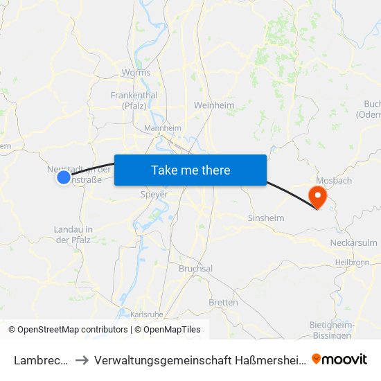 Lambrecht to Verwaltungsgemeinschaft Haßmersheim map