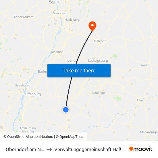 Oberndorf am Neckar to Verwaltungsgemeinschaft Haßmersheim map
