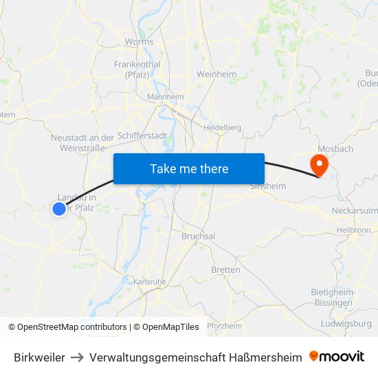 Birkweiler to Verwaltungsgemeinschaft Haßmersheim map