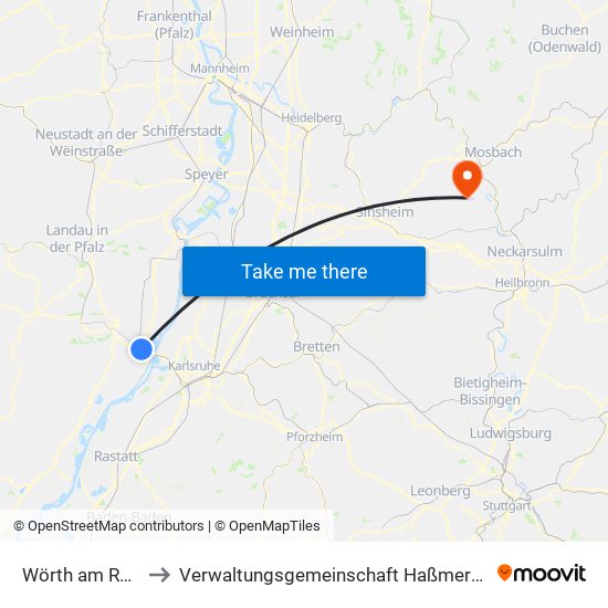 Wörth am Rhein to Verwaltungsgemeinschaft Haßmersheim map