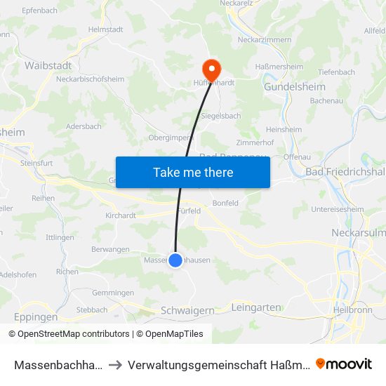 Massenbachhausen to Verwaltungsgemeinschaft Haßmersheim map