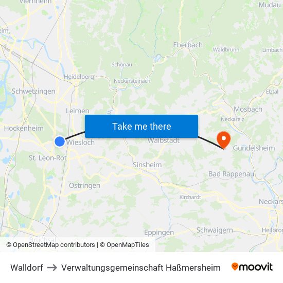 Walldorf to Verwaltungsgemeinschaft Haßmersheim map