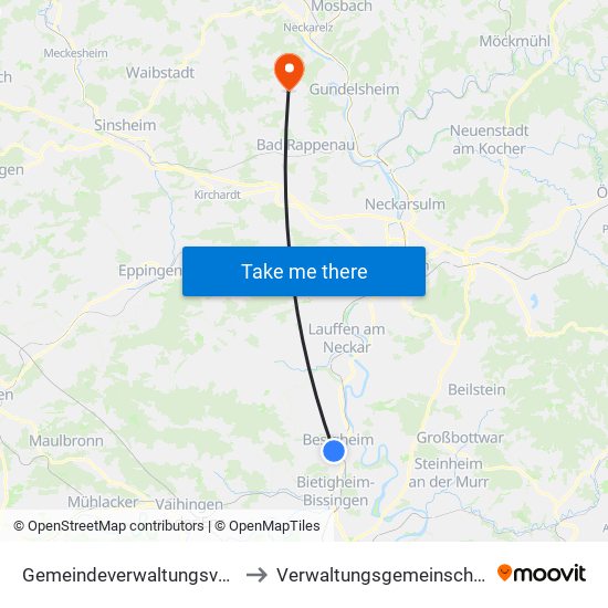 Gemeindeverwaltungsverband Besigheim to Verwaltungsgemeinschaft Haßmersheim map