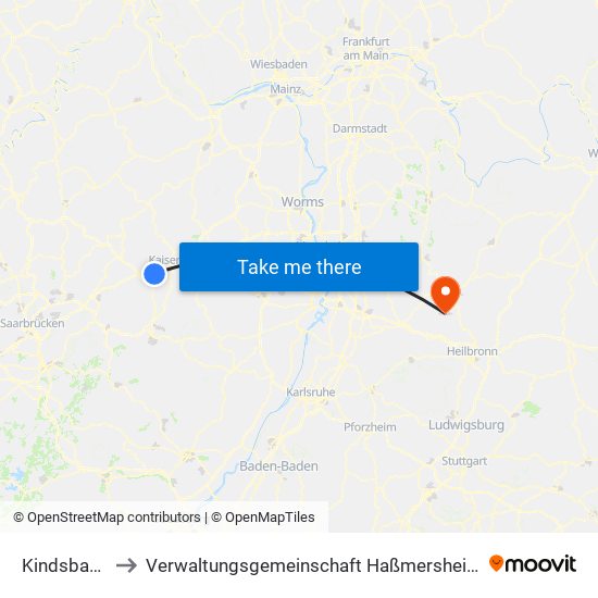 Kindsbach to Verwaltungsgemeinschaft Haßmersheim map