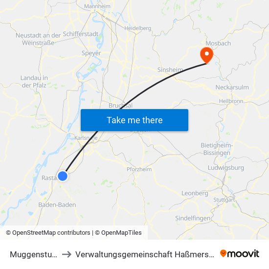 Muggensturm to Verwaltungsgemeinschaft Haßmersheim map