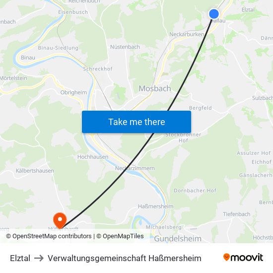 Elztal to Verwaltungsgemeinschaft Haßmersheim map