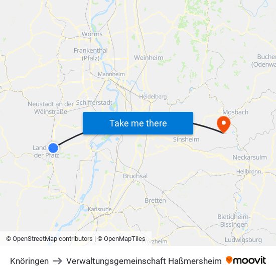 Knöringen to Verwaltungsgemeinschaft Haßmersheim map