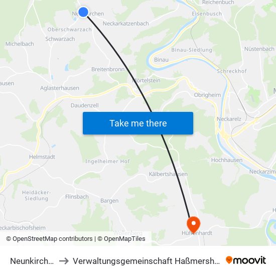 Neunkirchen to Verwaltungsgemeinschaft Haßmersheim map