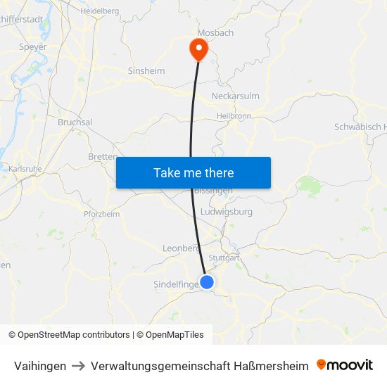Vaihingen to Verwaltungsgemeinschaft Haßmersheim map