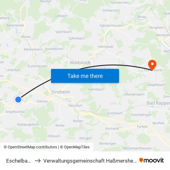 Eschelbach to Verwaltungsgemeinschaft Haßmersheim map