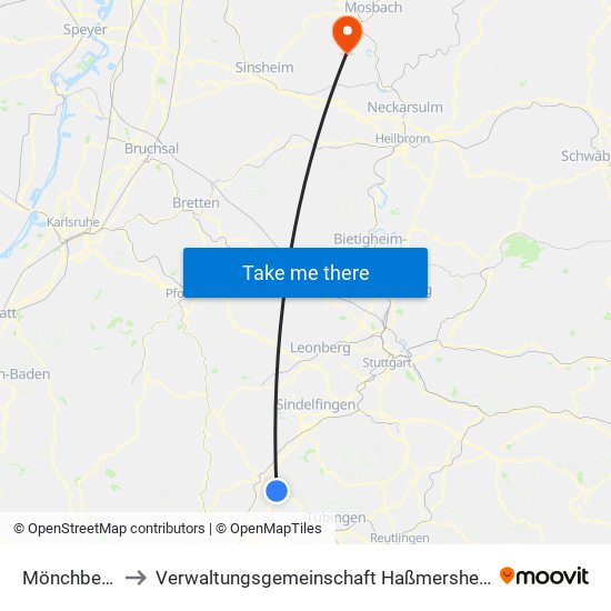 Mönchberg to Verwaltungsgemeinschaft Haßmersheim map