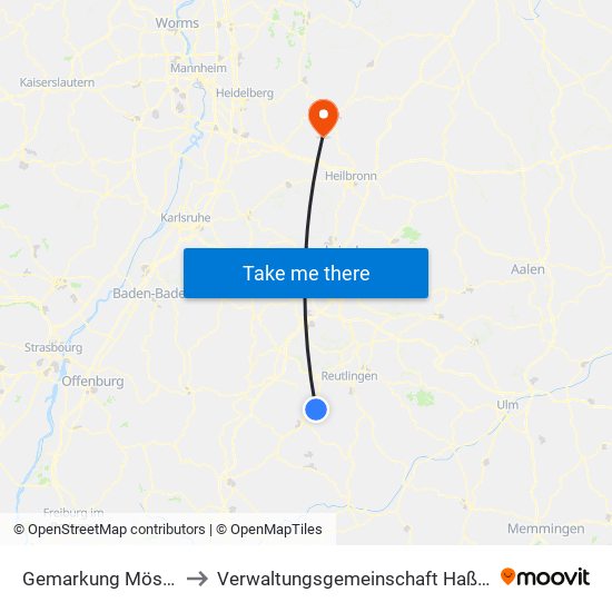 Gemarkung Mössingen to Verwaltungsgemeinschaft Haßmersheim map