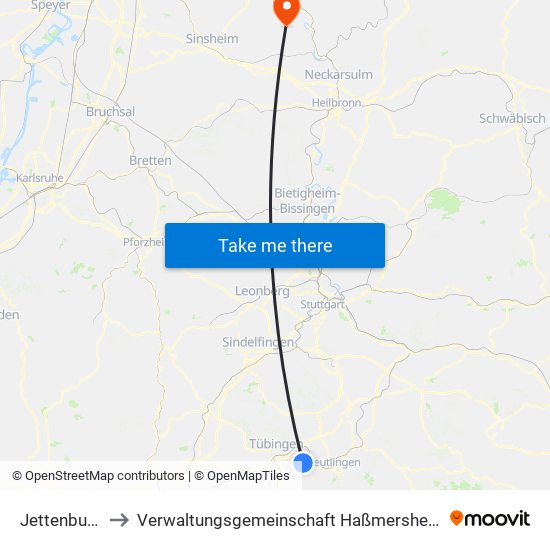 Jettenburg to Verwaltungsgemeinschaft Haßmersheim map