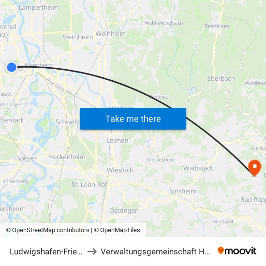 Ludwigshafen-Friesenheim to Verwaltungsgemeinschaft Haßmersheim map