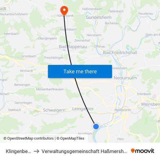 Klingenberg to Verwaltungsgemeinschaft Haßmersheim map