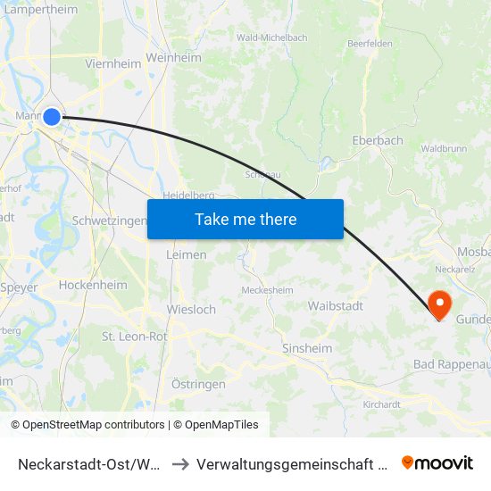 Neckarstadt-Ost/Wohlgelegen to Verwaltungsgemeinschaft Haßmersheim map