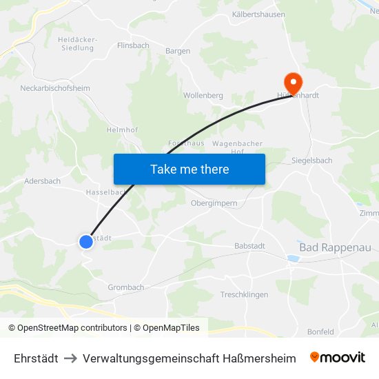 Ehrstädt to Verwaltungsgemeinschaft Haßmersheim map