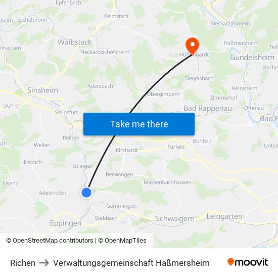 Richen to Verwaltungsgemeinschaft Haßmersheim map