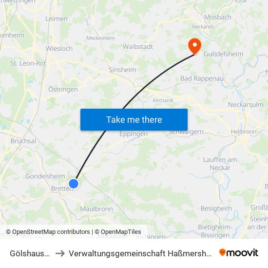 Gölshausen to Verwaltungsgemeinschaft Haßmersheim map