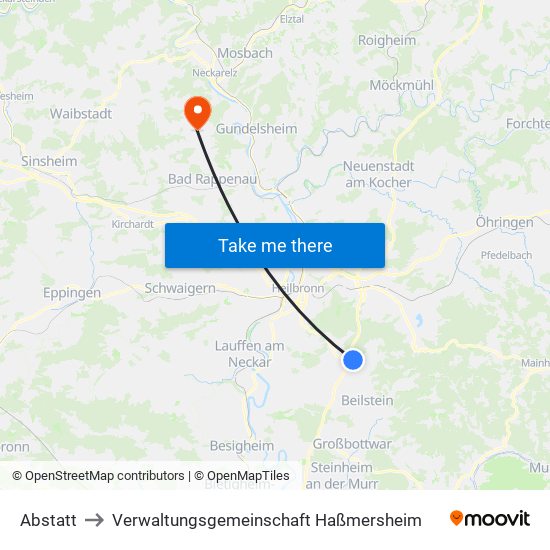 Abstatt to Verwaltungsgemeinschaft Haßmersheim map