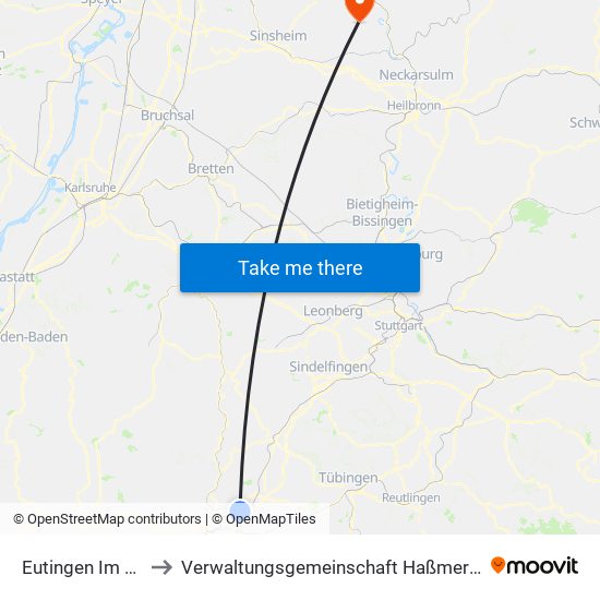 Eutingen Im Gäu to Verwaltungsgemeinschaft Haßmersheim map