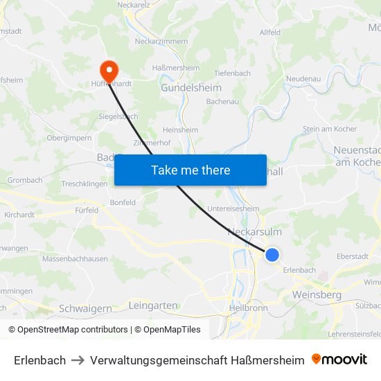 Erlenbach to Verwaltungsgemeinschaft Haßmersheim map