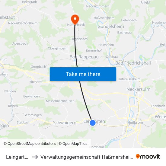 Leingarten to Verwaltungsgemeinschaft Haßmersheim map