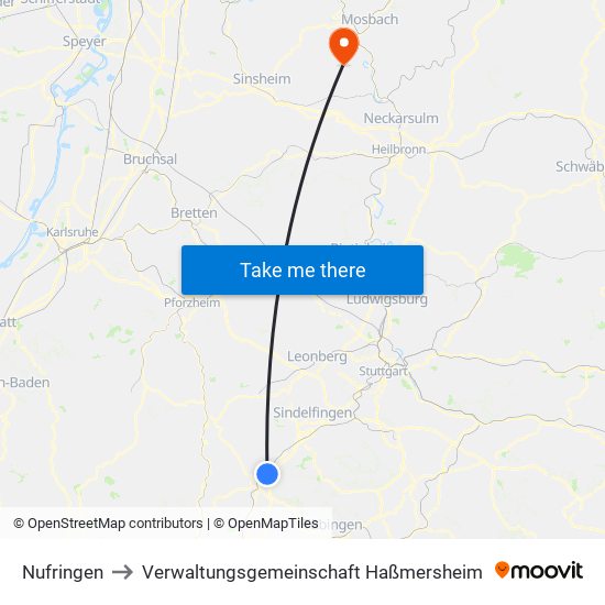 Nufringen to Verwaltungsgemeinschaft Haßmersheim map
