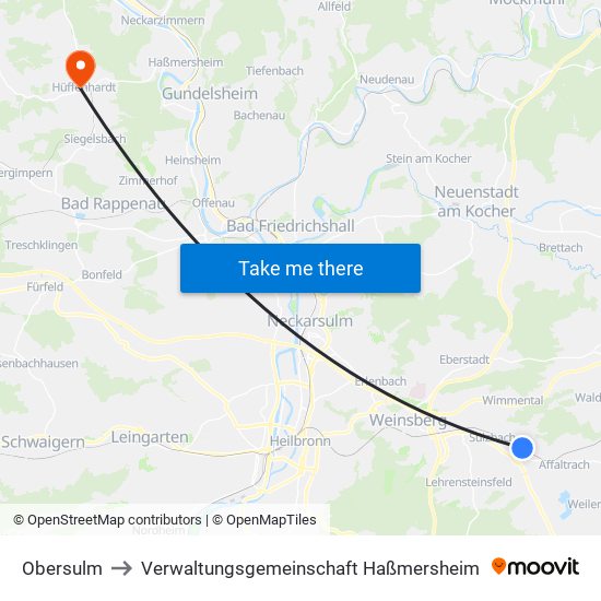 Obersulm to Verwaltungsgemeinschaft Haßmersheim map