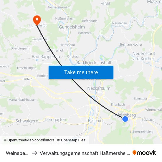 Weinsberg to Verwaltungsgemeinschaft Haßmersheim map