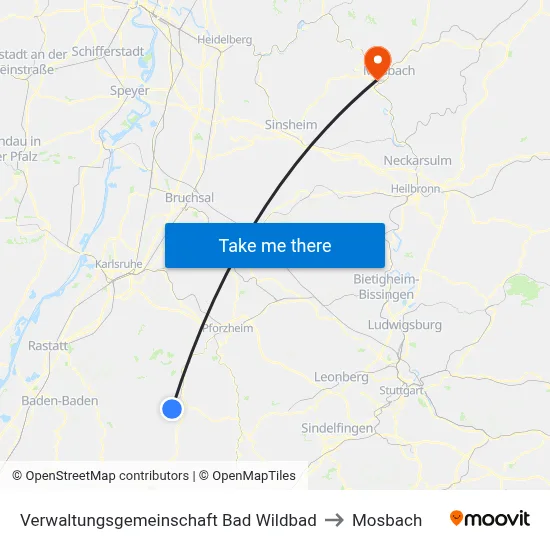 Verwaltungsgemeinschaft Bad Wildbad to Mosbach map