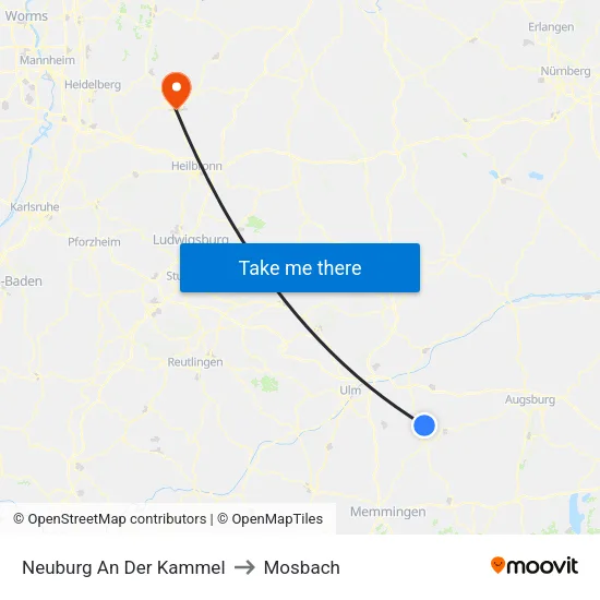 Neuburg An Der Kammel to Mosbach map